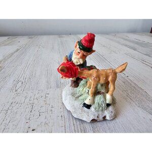 Brinnco elf reindeer figurine village Xmas decor feeding vintage
